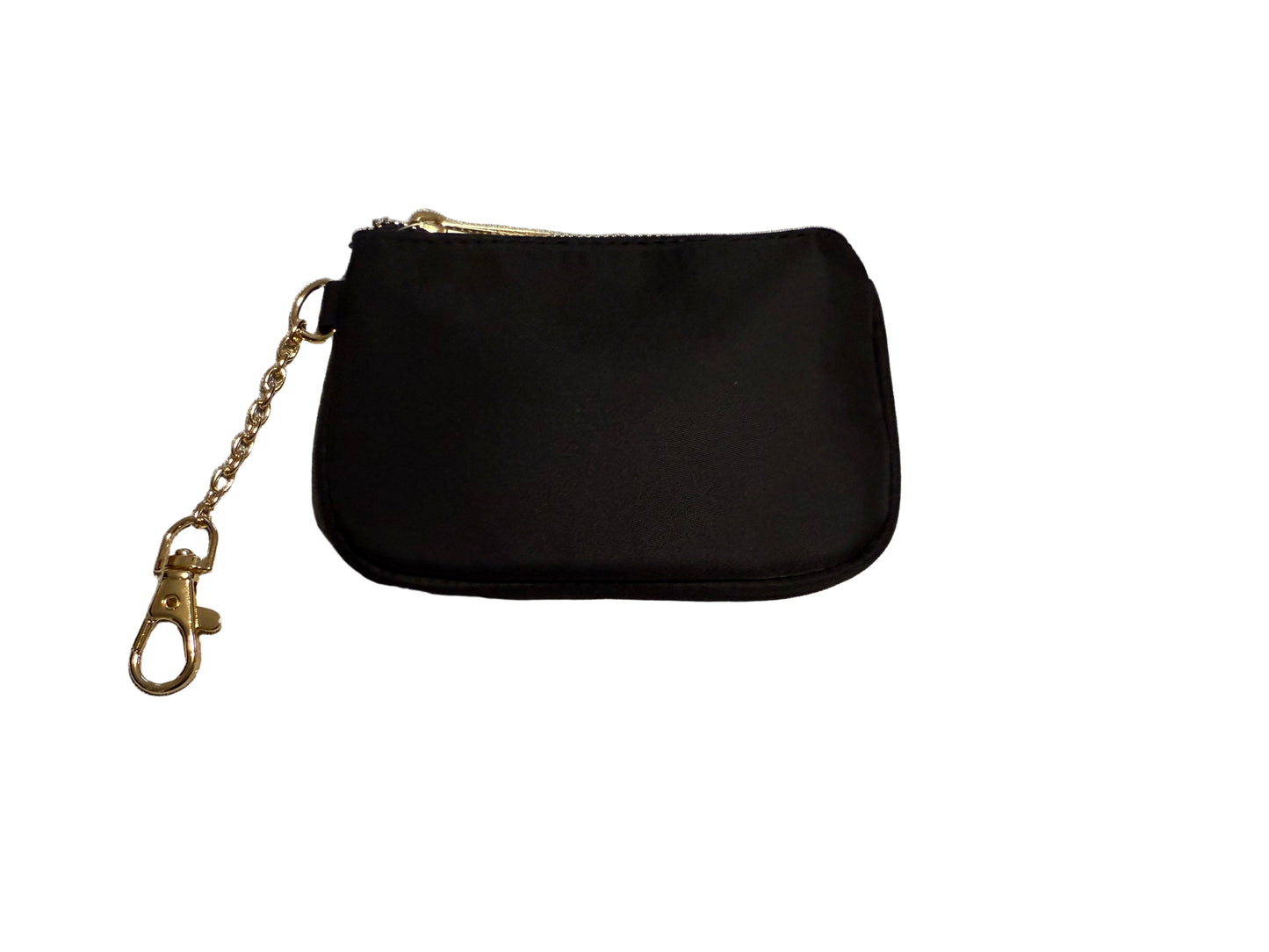 Black Coin/ID purse with a leopard print water tumbler bottle design on the front and attached D-ring chain Roxzell