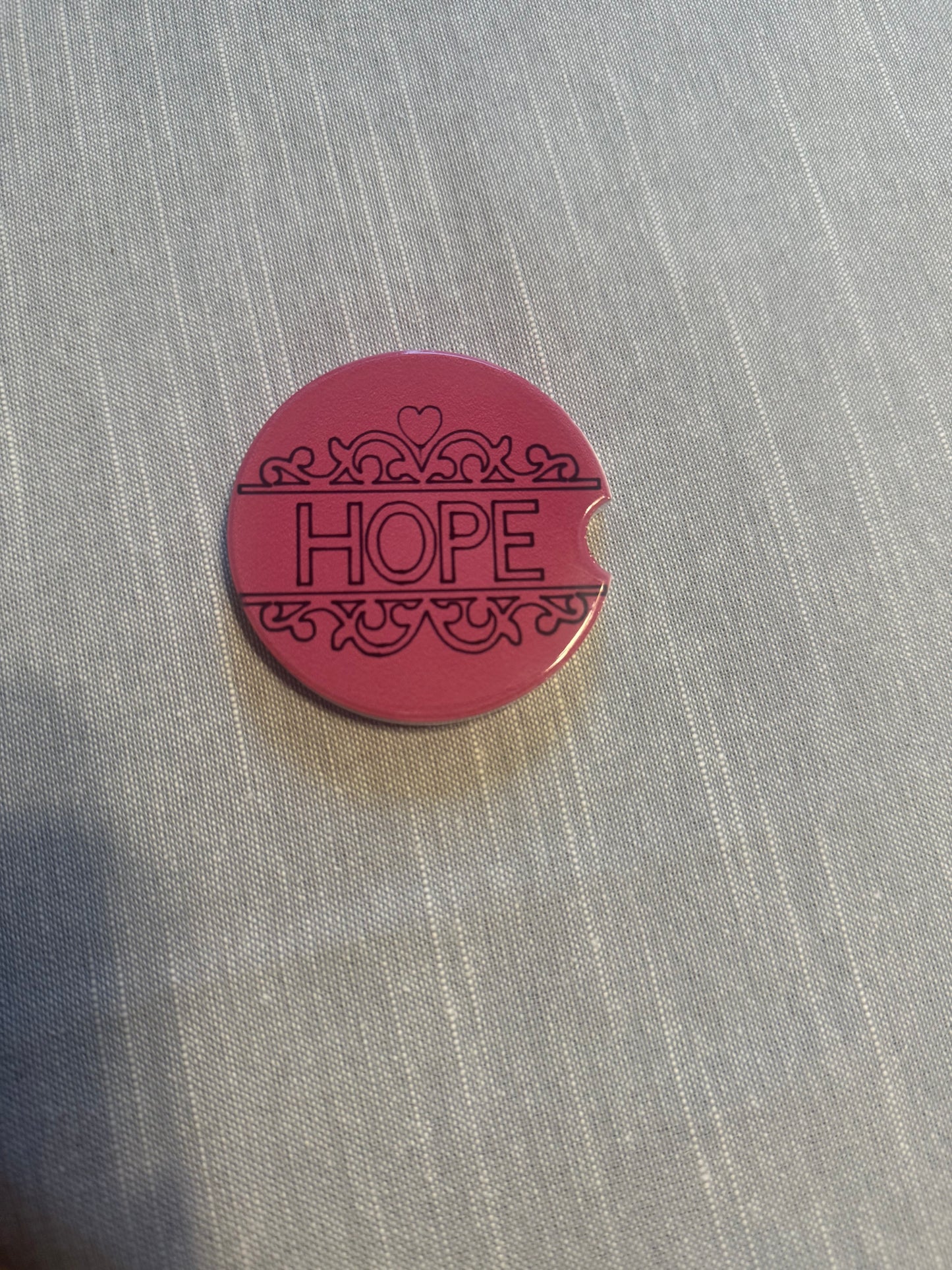 Hope Car Coaster pink and black