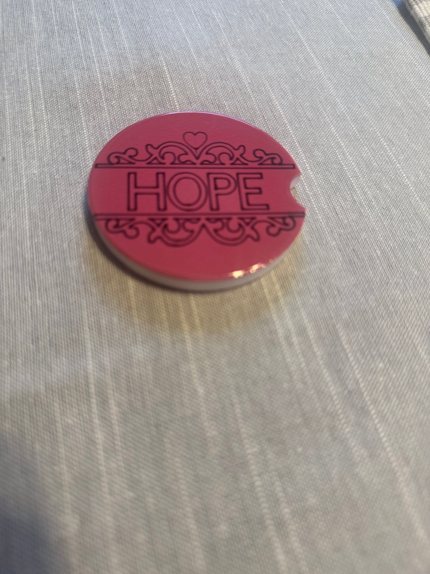 Hope Car Coaster pink and black