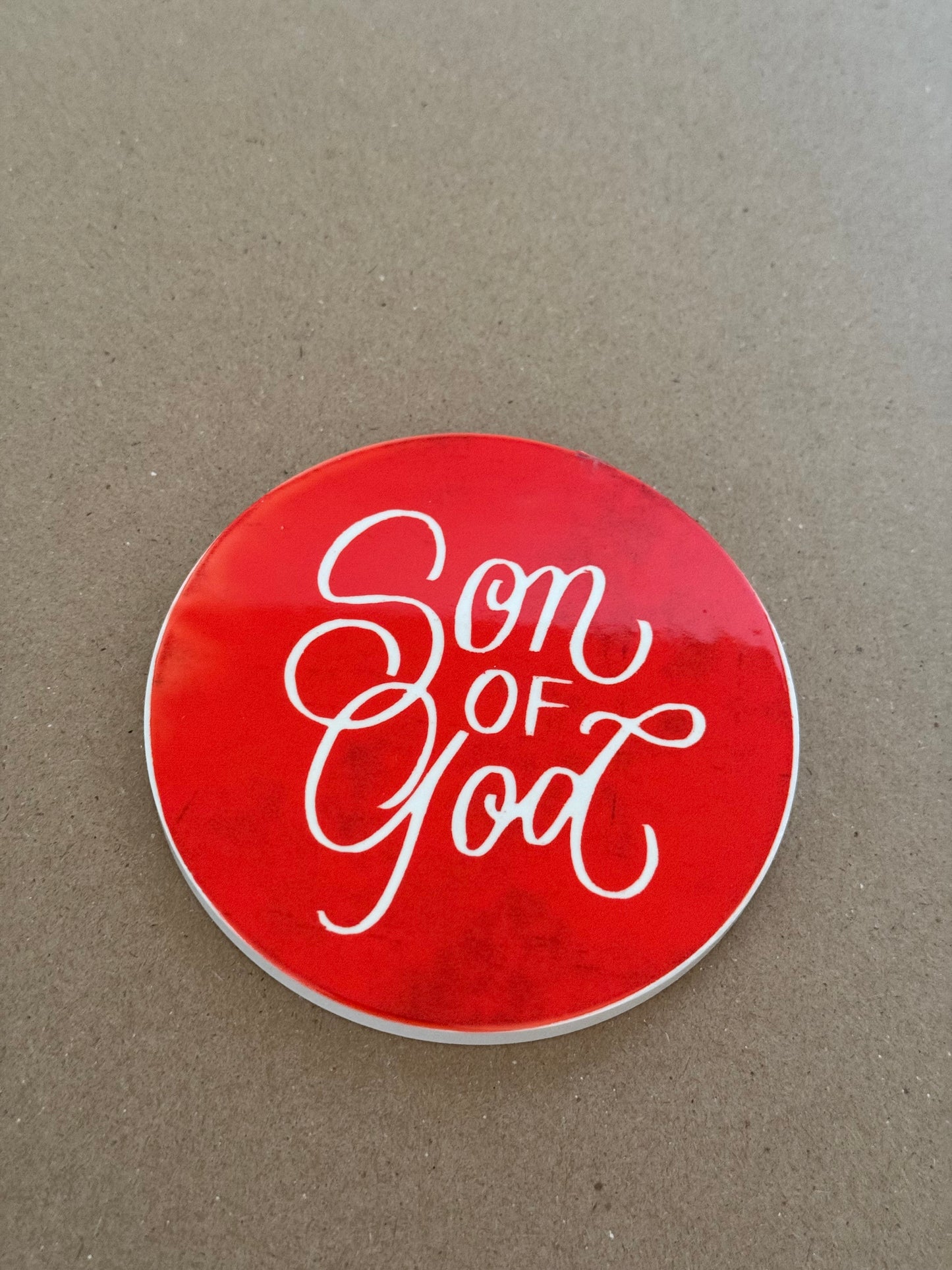 Red "Son of God" Drink Coaster