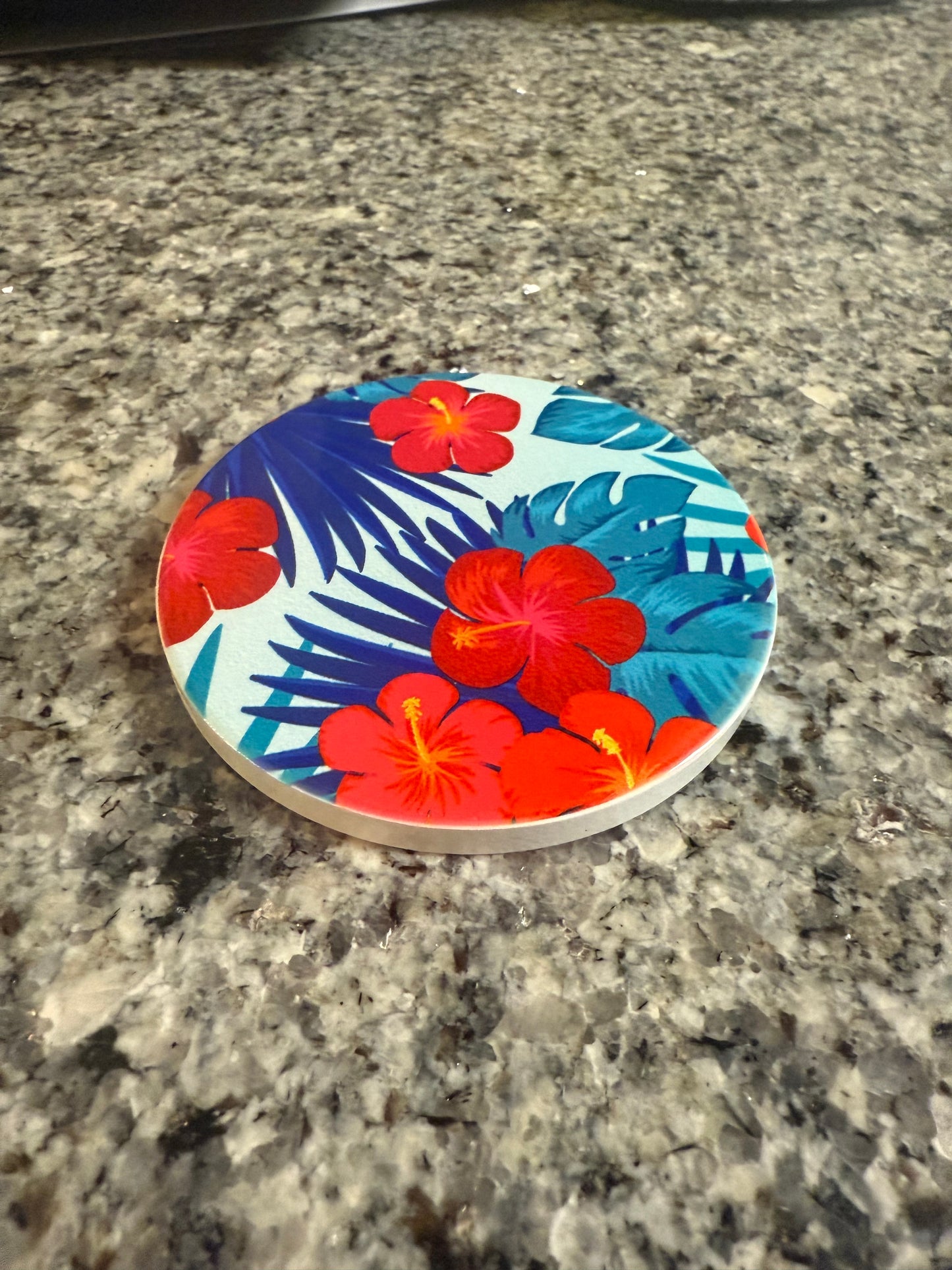 Kitchen Coaster with Tropical Flowers