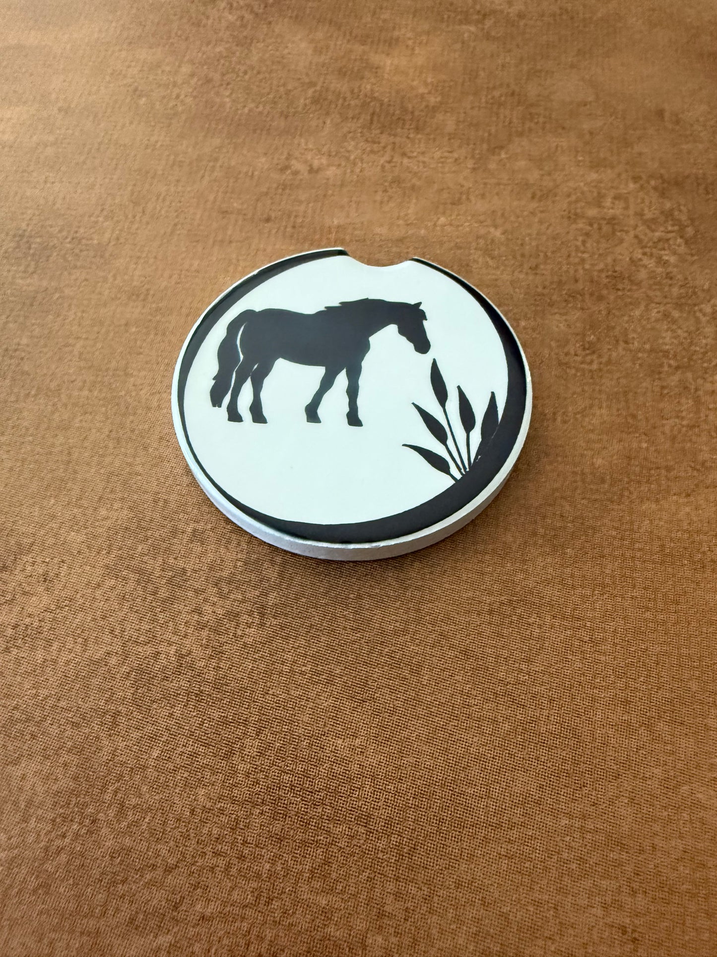 Round Horse Design Car Coaster