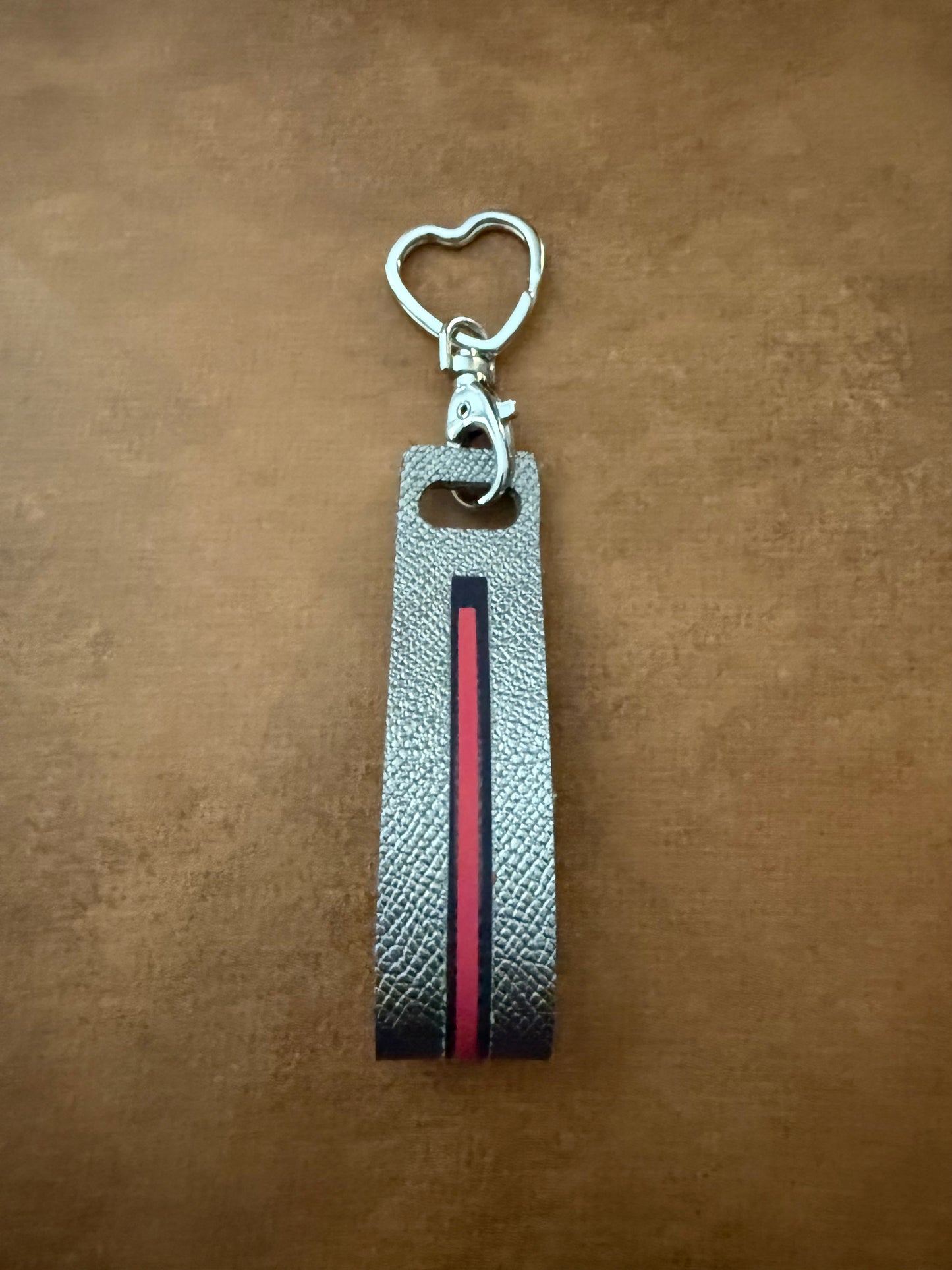 Keychain - Silver Faux Leather