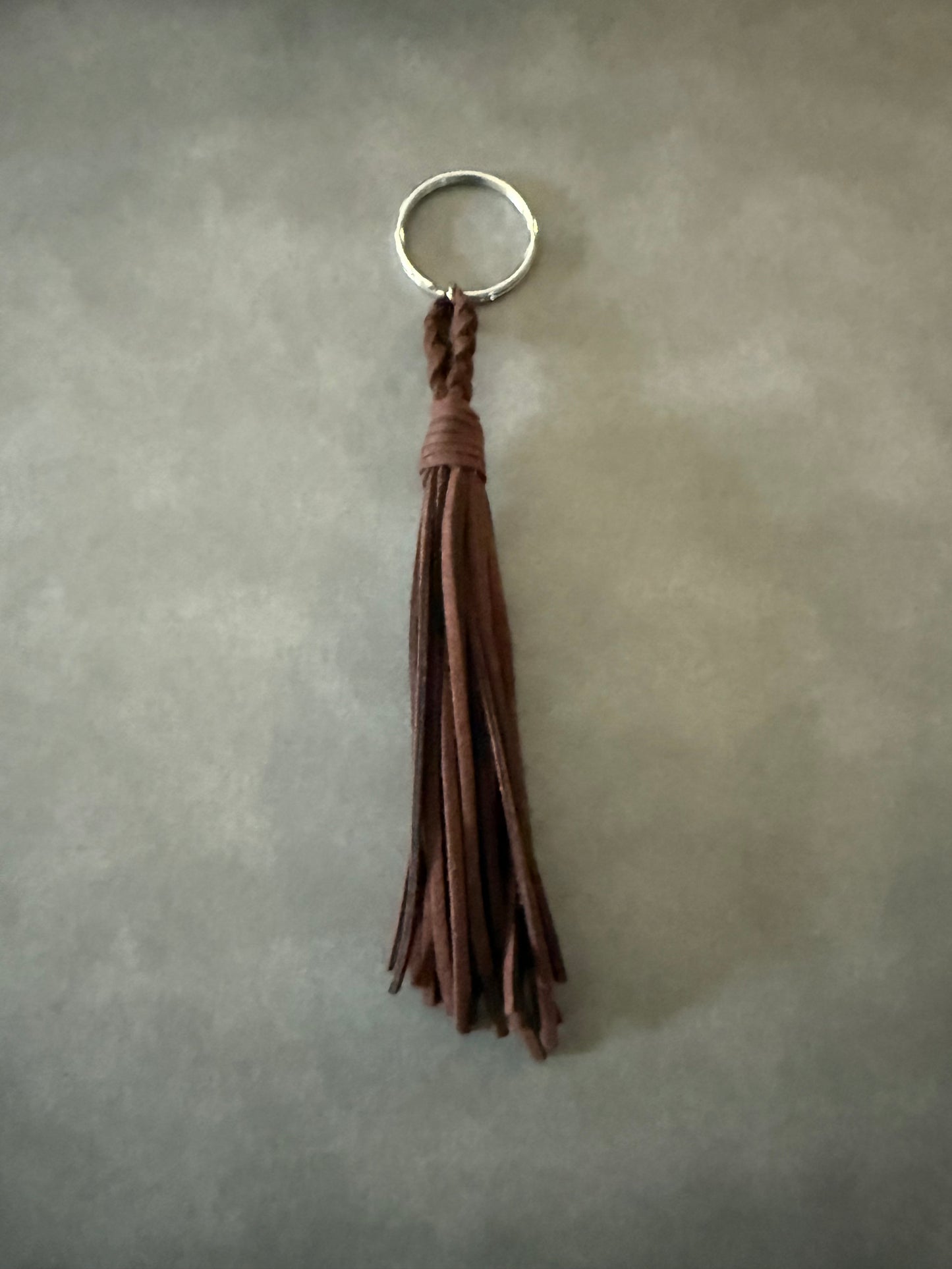 Brown Leather Tassel Keychain