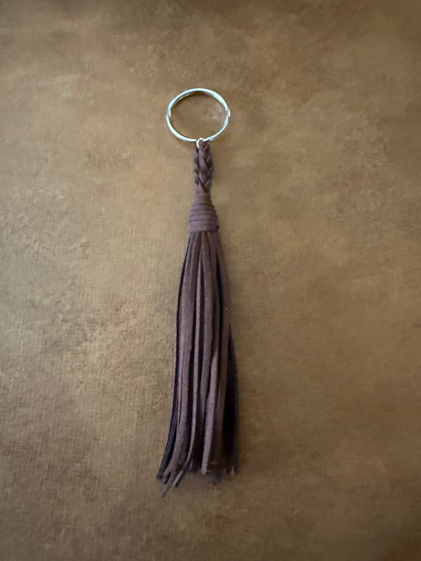 Brown Leather Tassel Keychain