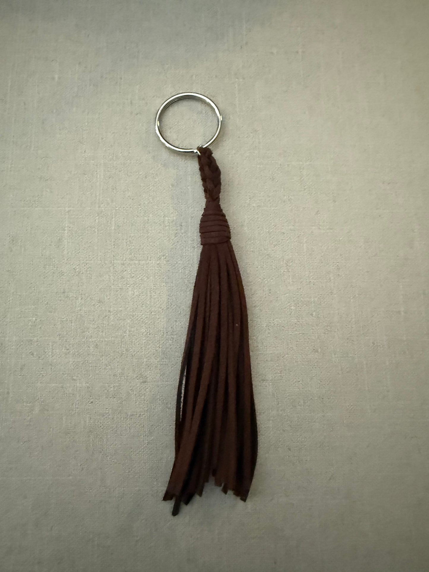 Brown Leather Tassel Keychain