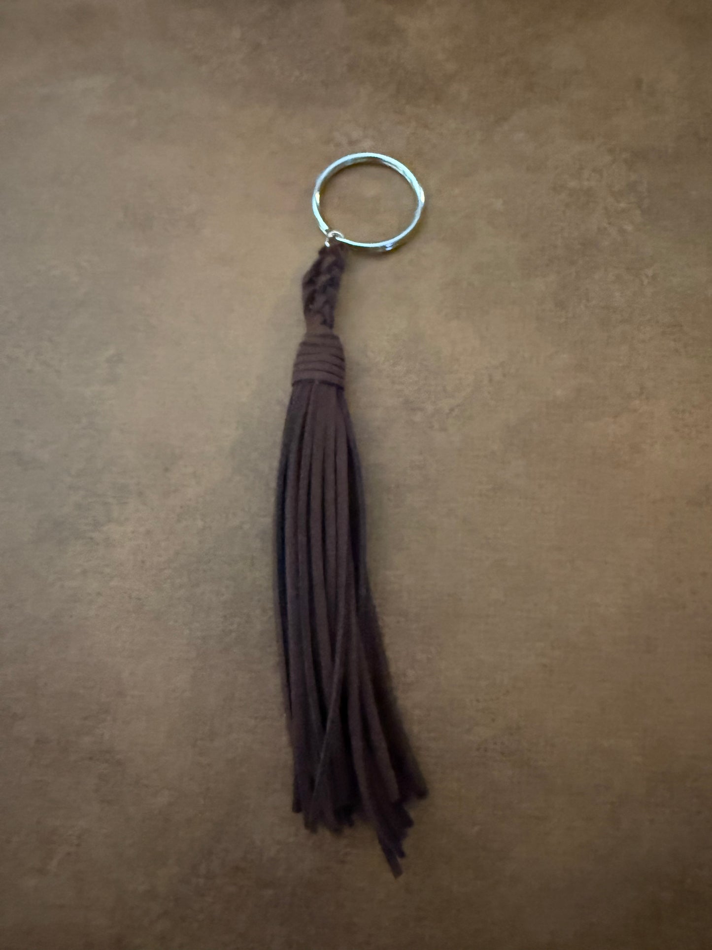 Brown Leather Tassel Keychain