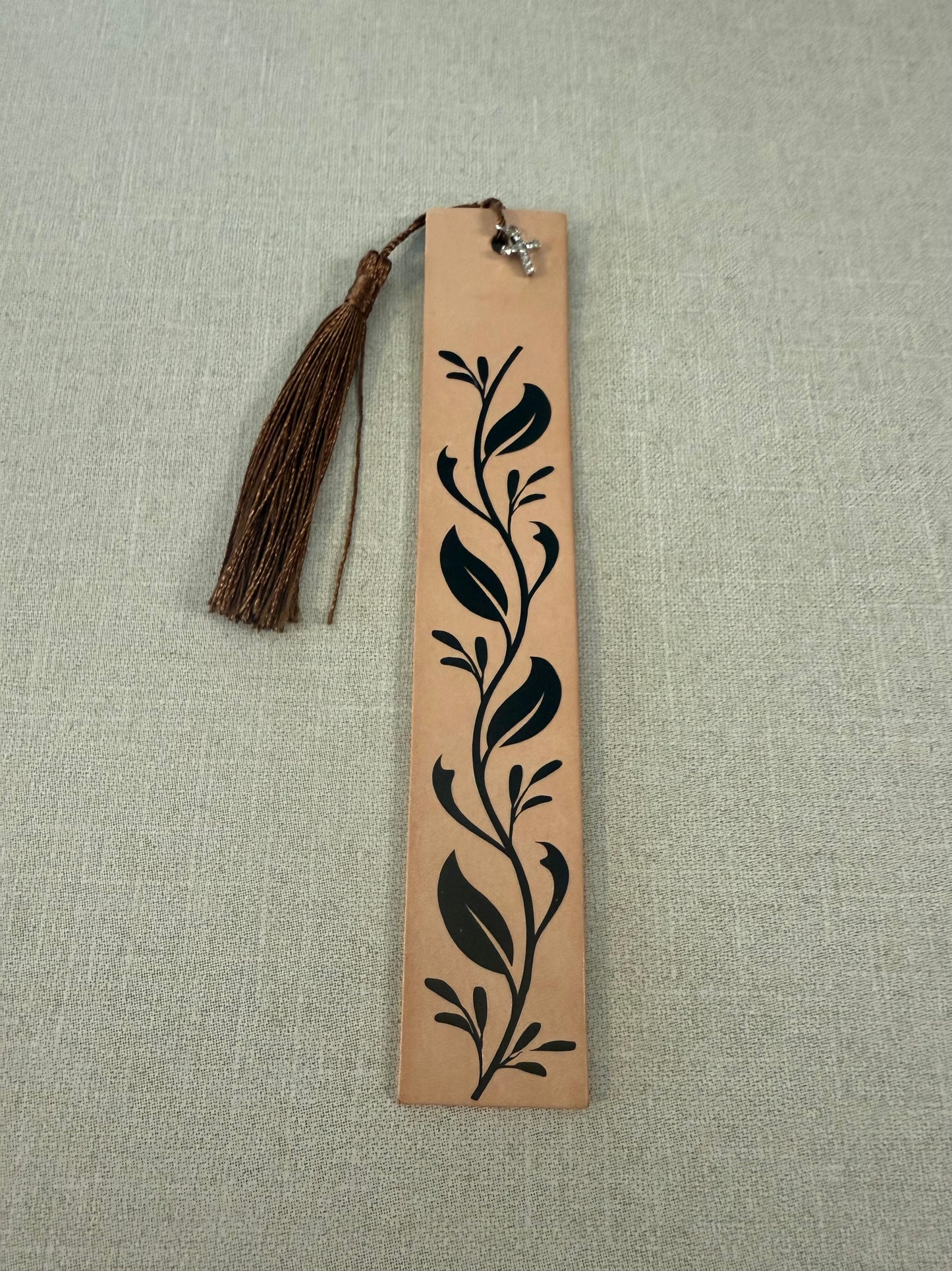 Tan Leather Bookmark (Vine)