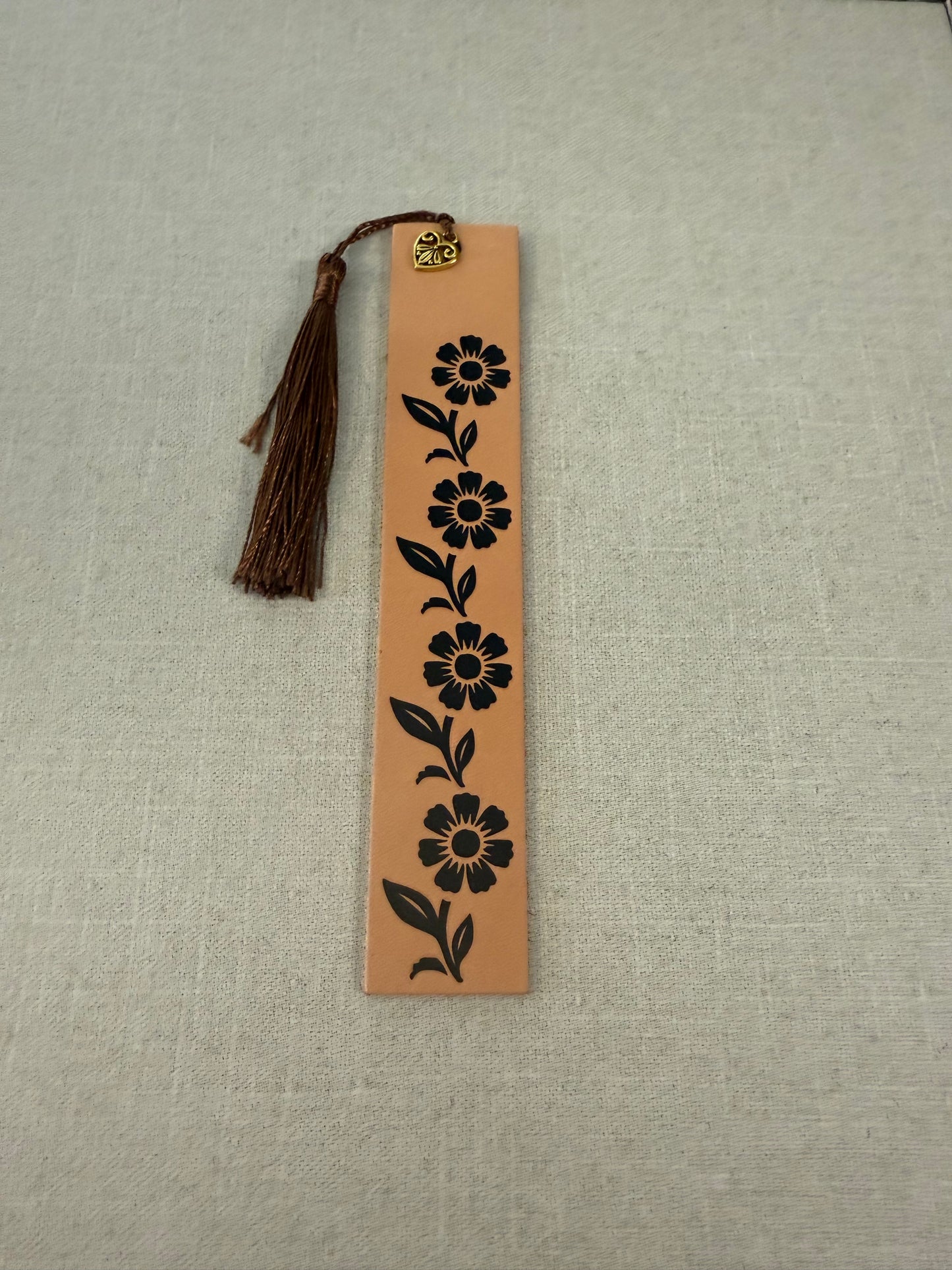 Tan Leather Bookmark (Vine)