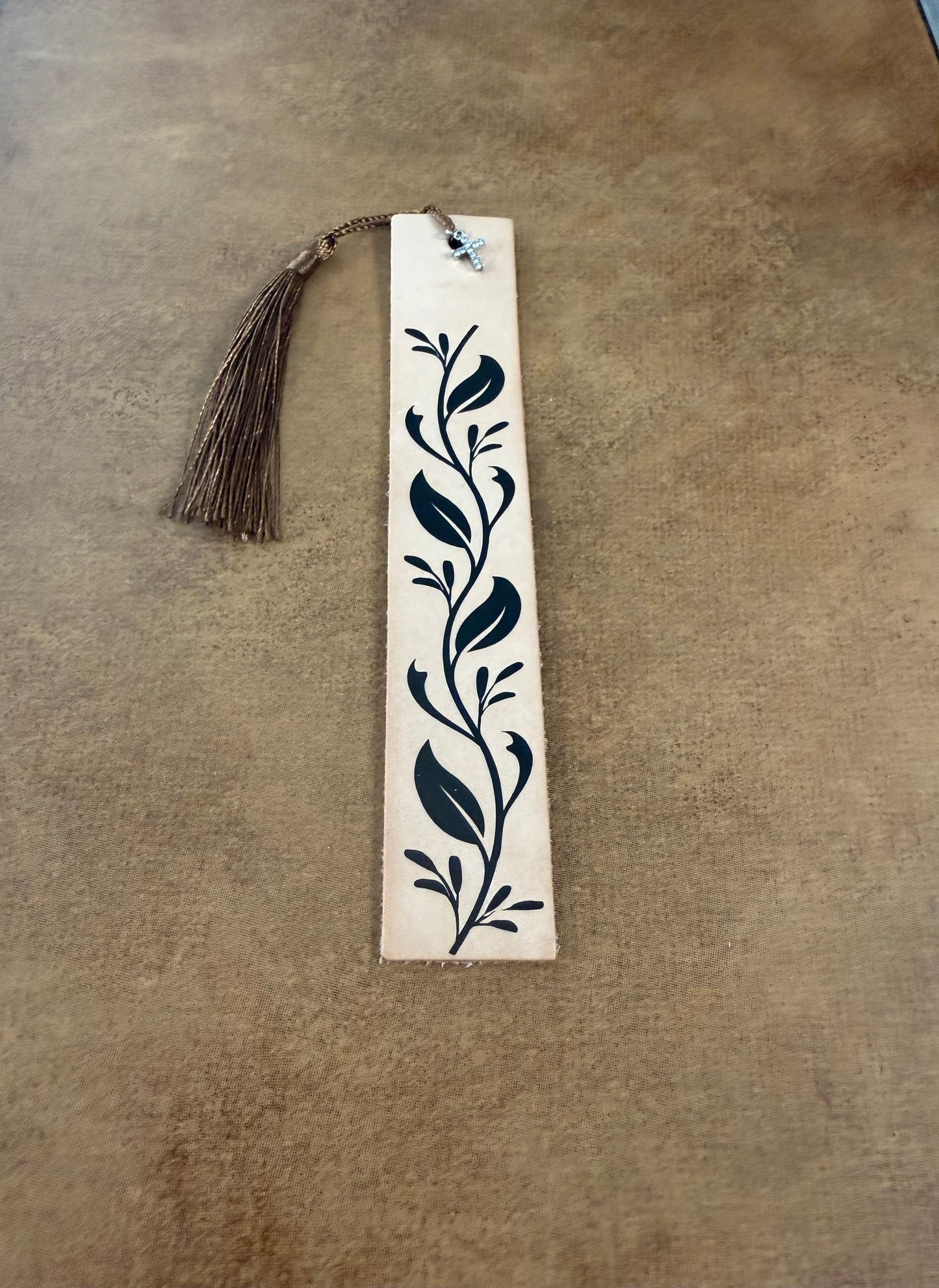 Tan Leather Bookmark (Vine)