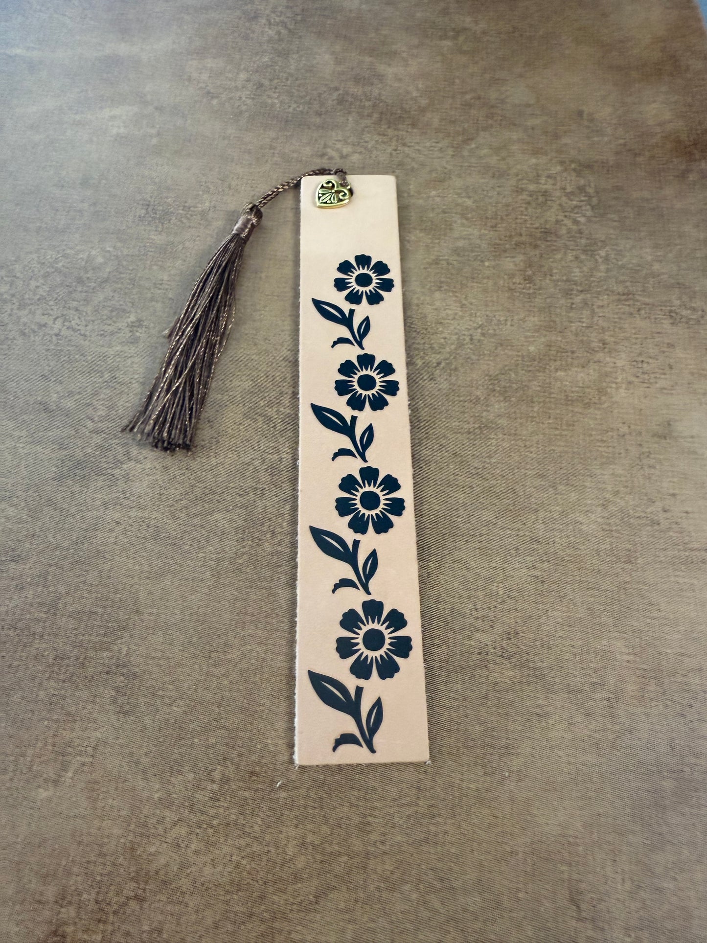 Tan Leather Bookmark (Vine)