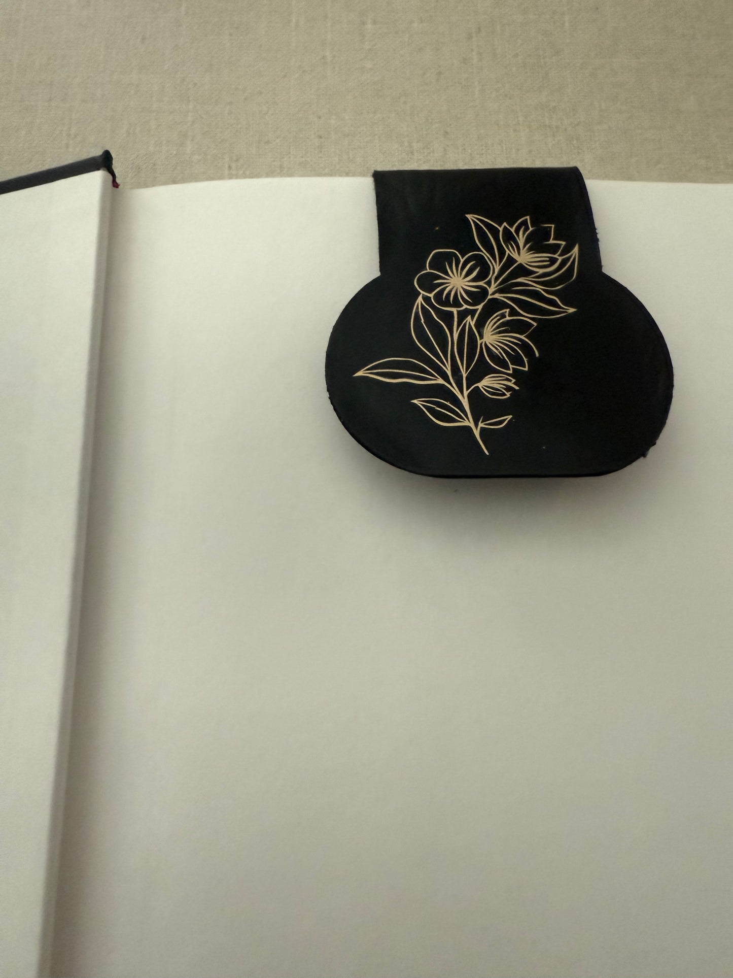 Leather Bookmark - Gold Flower