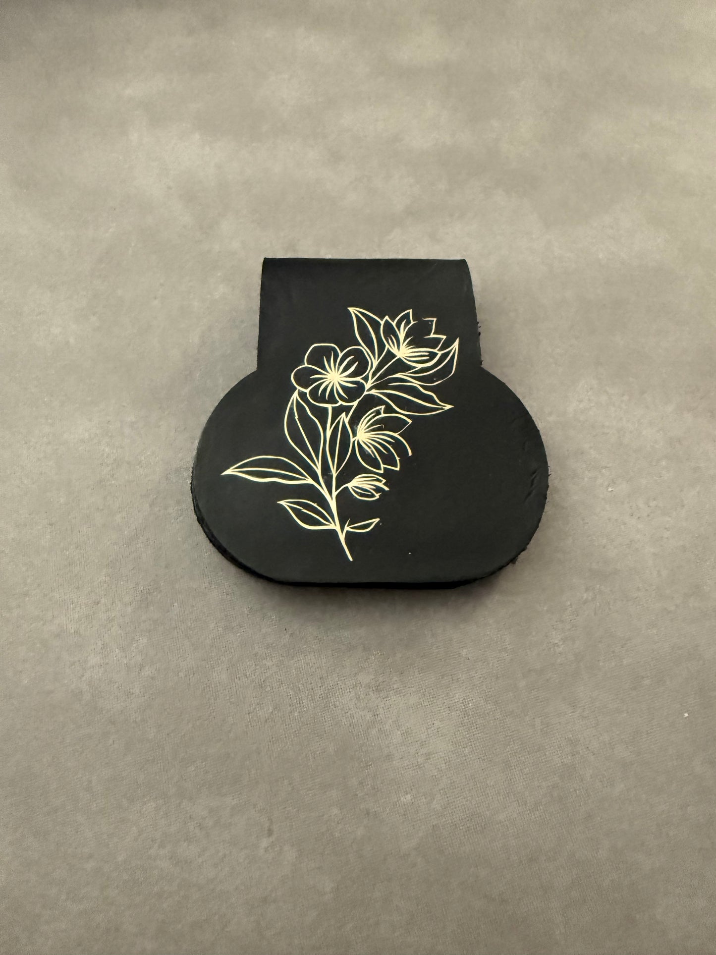 Leather Bookmark - Gold Flower
