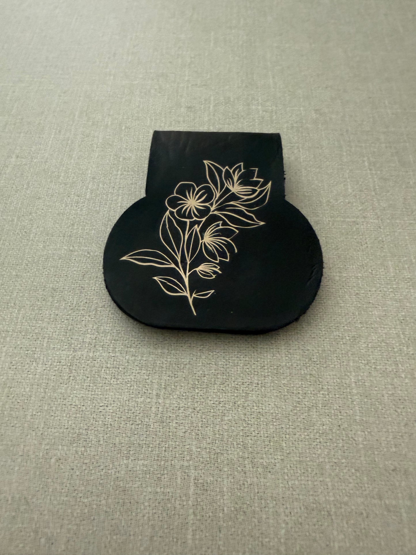 Leather Bookmark - Gold Flower
