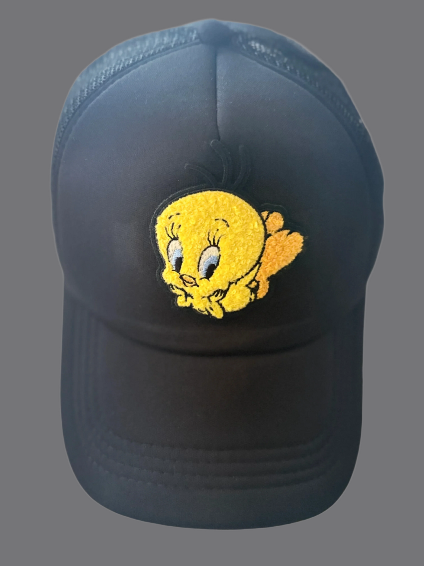 Black Trucker Cap with Twitty Bird Patch Roxzell