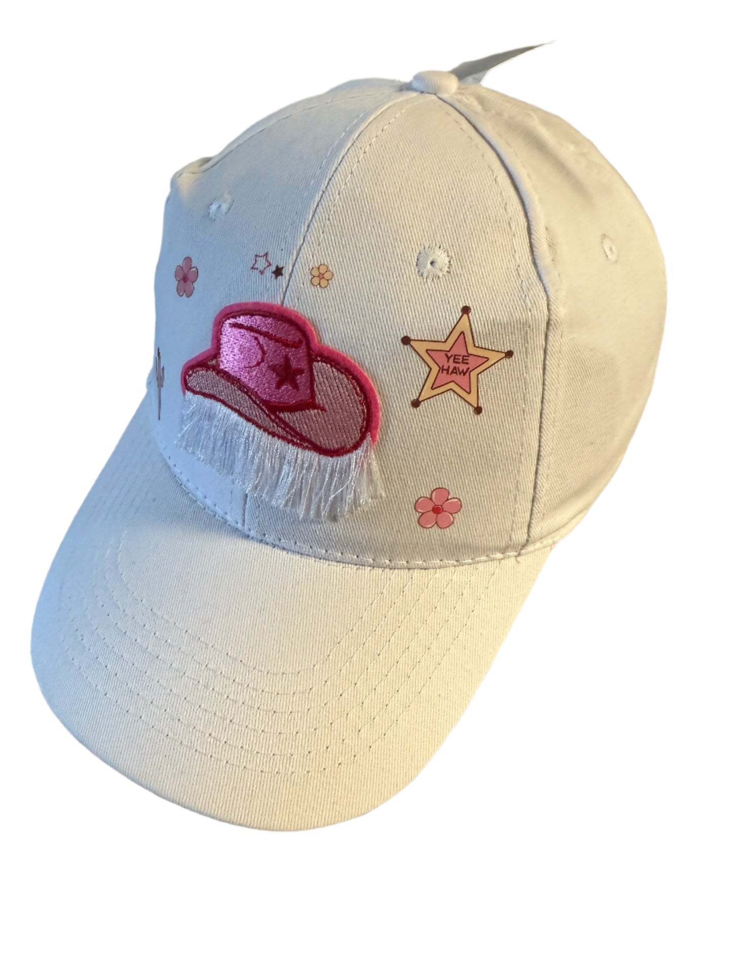 White fringed cowgirl hat themed baseball cap Roxzell