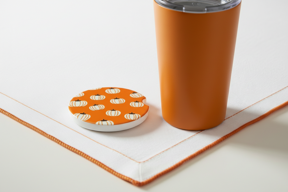 Fall Pumpkin Pattern Car Coaster