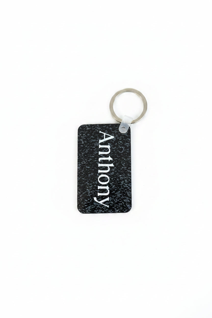 Personalized Black Speckle Keychain – Custom Name