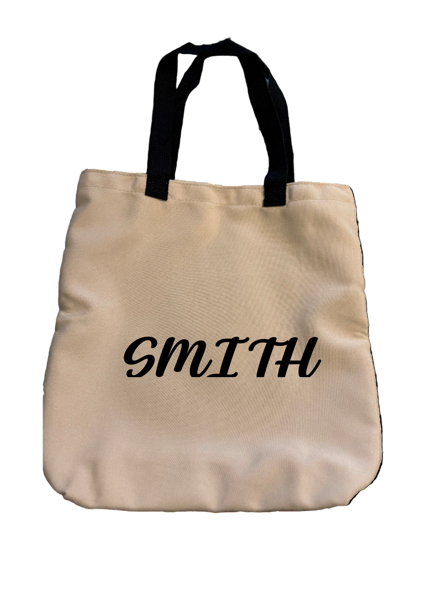 Tan canvas tote bag with animal print Football Mom design on front , black strap and customized name on reverse side, Roxzell