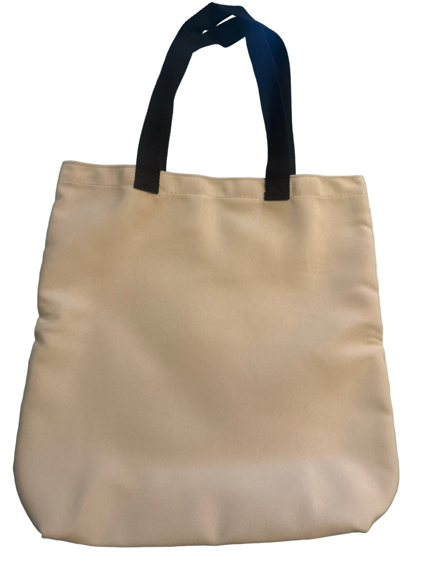 Tan canvas tote bag with animal print Football Mom design, black strap, Roxzell