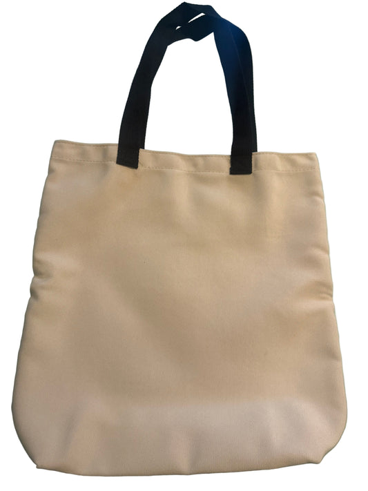 Tan canvas tote bag with animal print Football Mom design, black strap, Roxzell