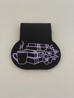 Leather Bookmark - Books and Coffee Mug