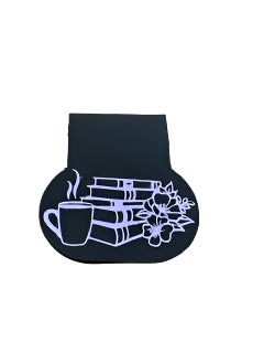 Leather Bookmark - Books and Coffee Mug