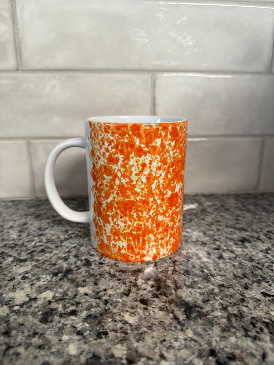 Coffee/Tea Mug - Orange and White Paint Splatter