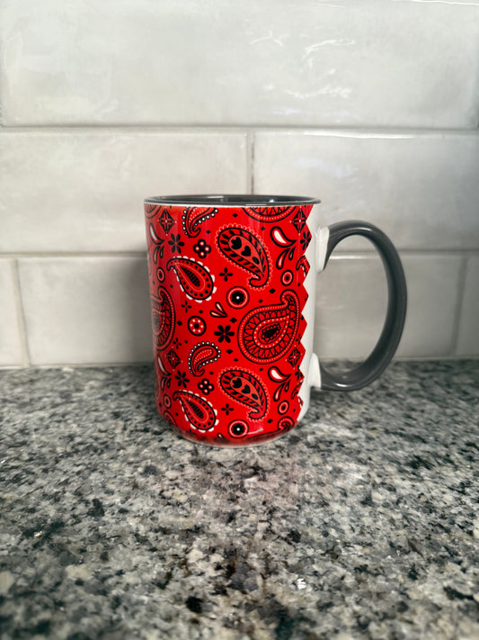 Coffee/Tea Mug - Red Bandana Print