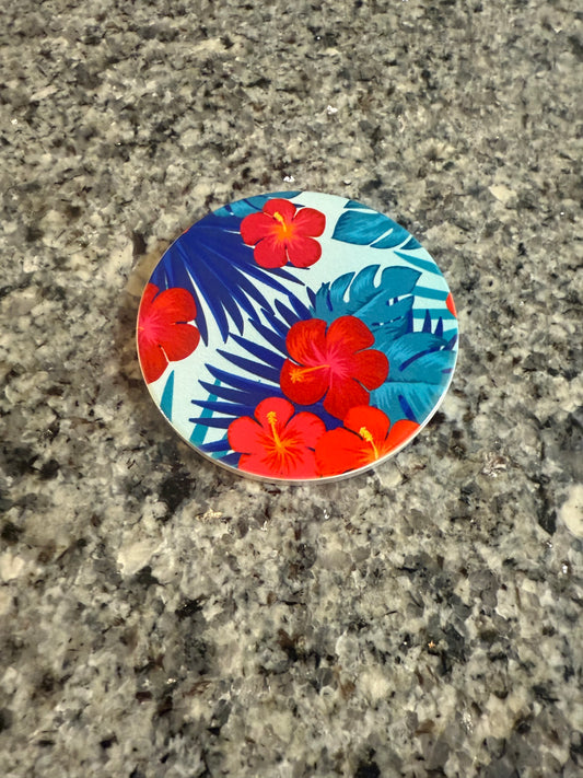 Kitchen Coaster with Tropical Flowers