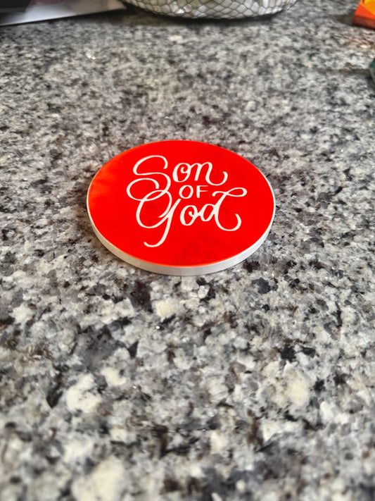Red "Son of God" Drink Coaster