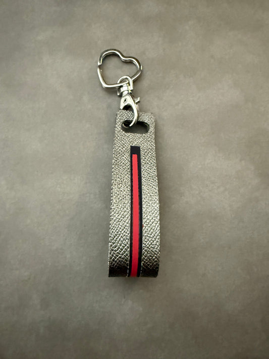Keychain - Silver Faux Leather