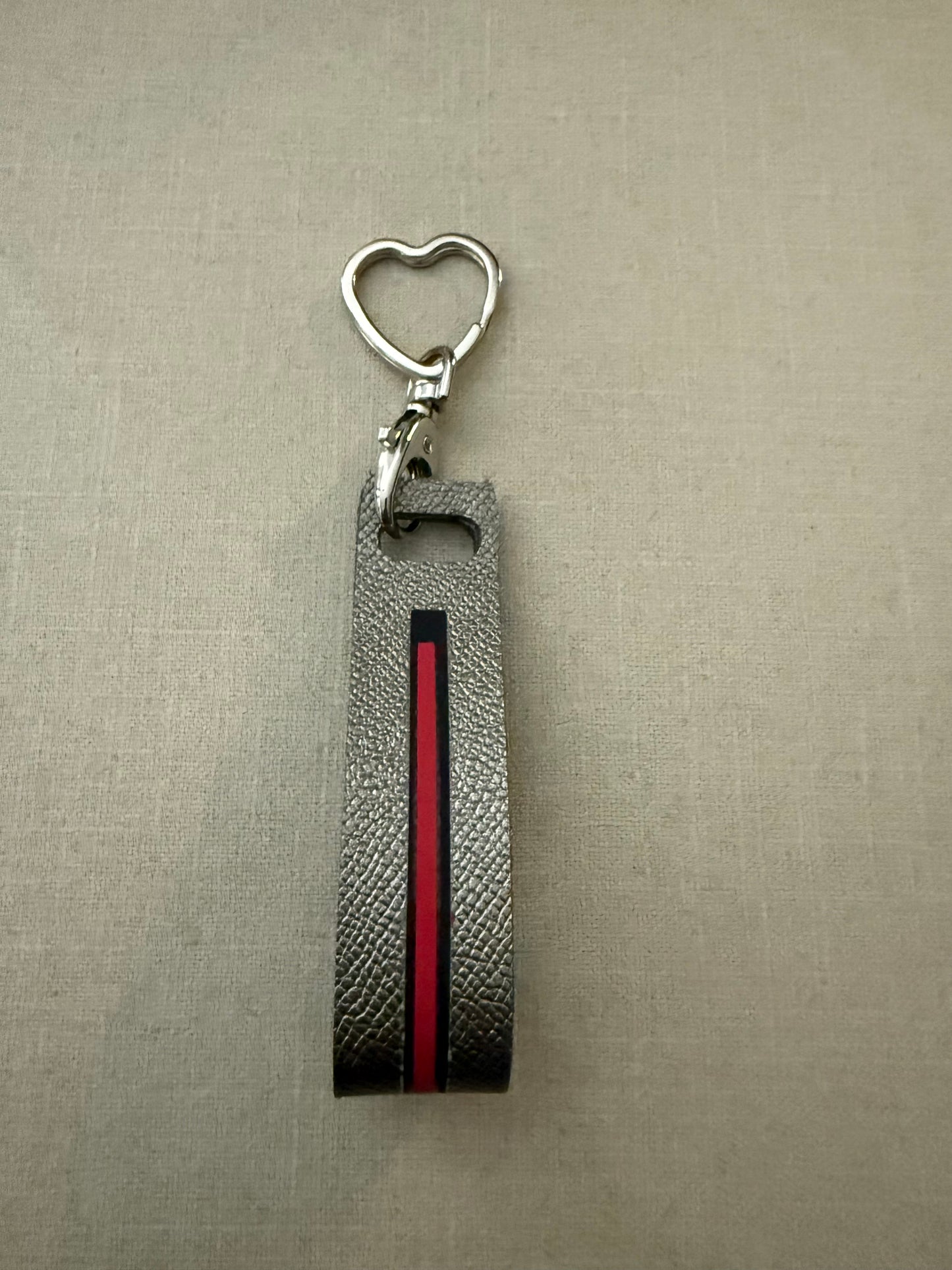Keychain - Silver Faux Leather