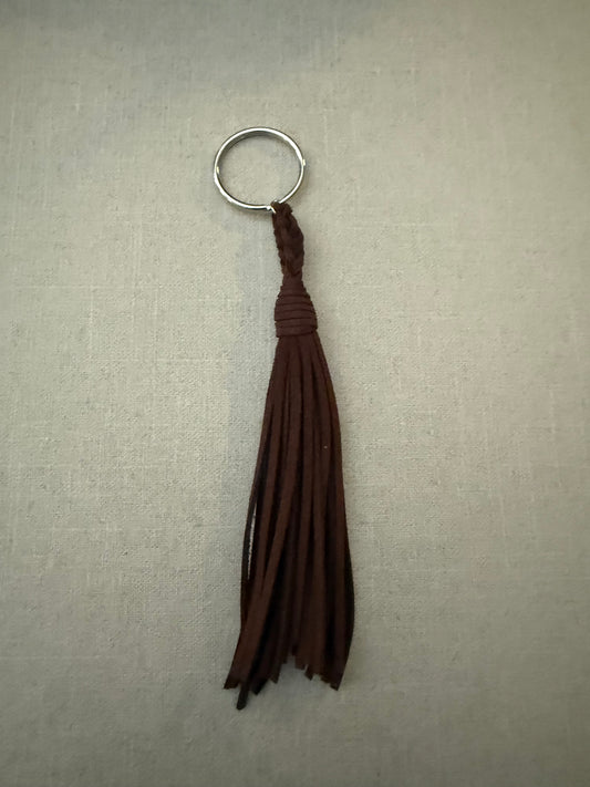 Brown Leather Tassel Keychain