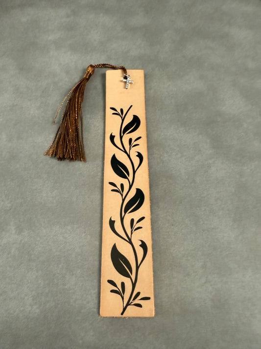 Tan Leather Bookmark (Vine)