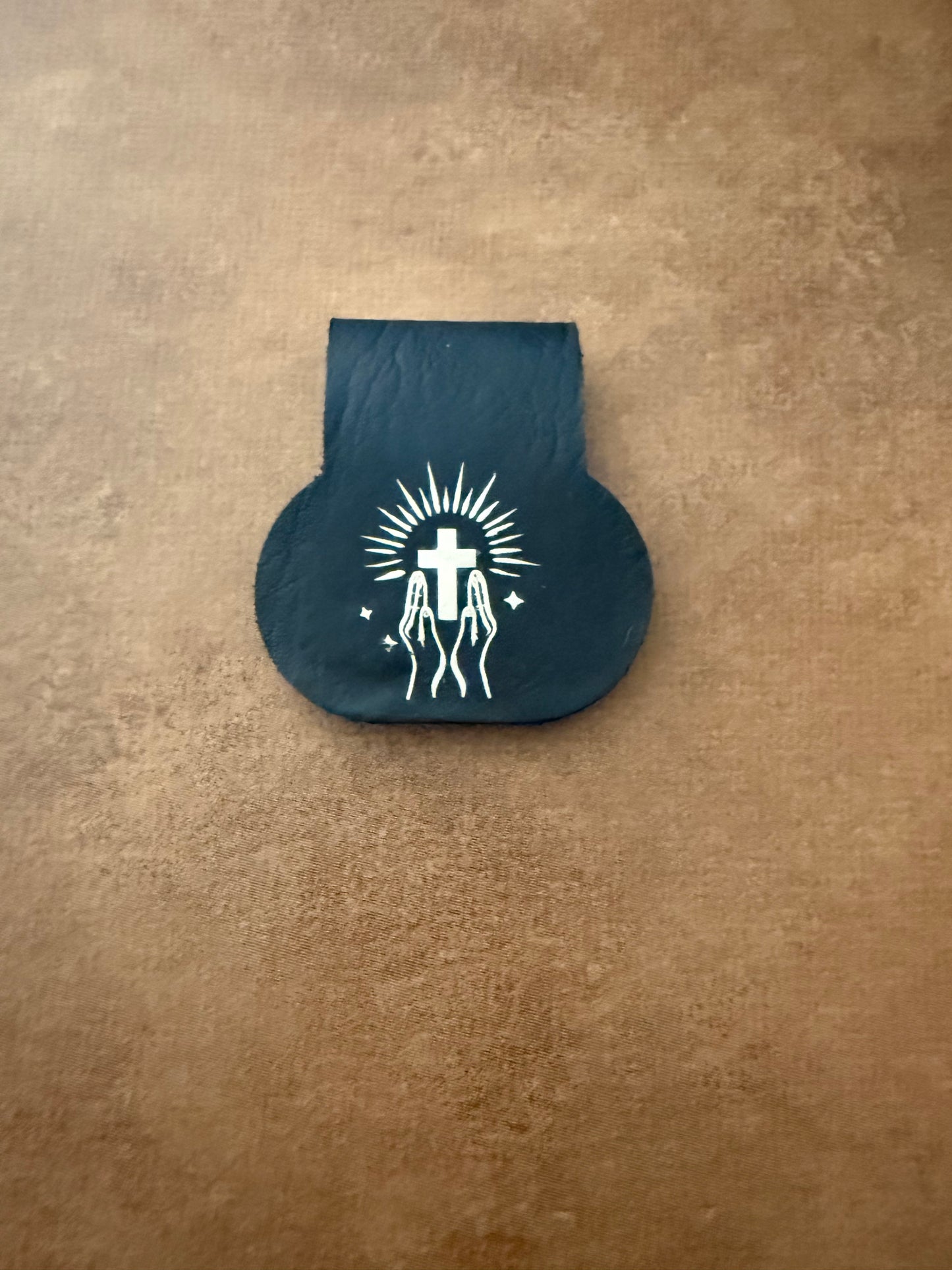 Leather Bookmark - Cross