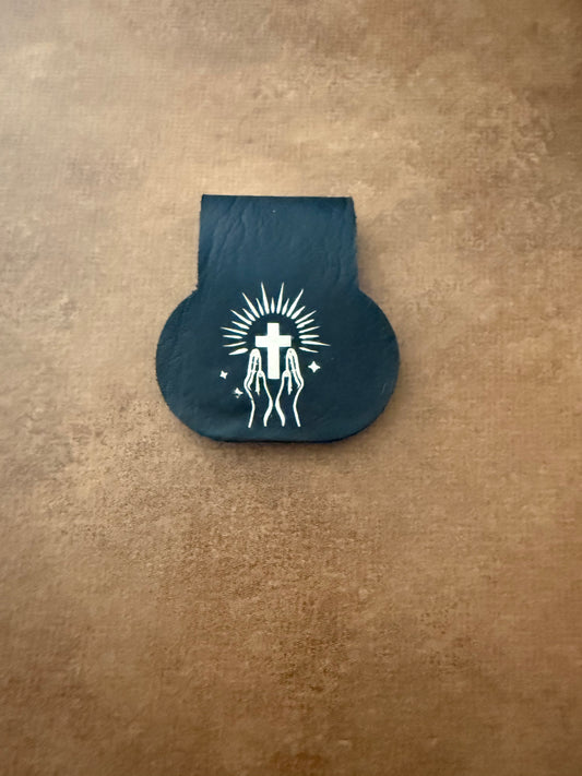 Leather Bookmark - Cross