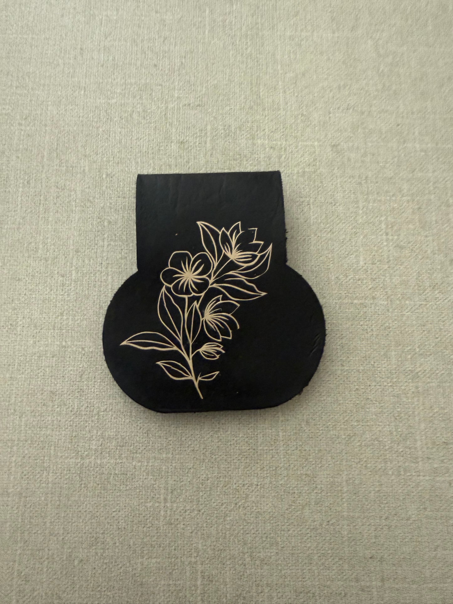 Leather Bookmark - Gold Flower