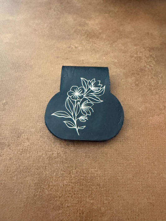 Leather Bookmark - Gold Flower