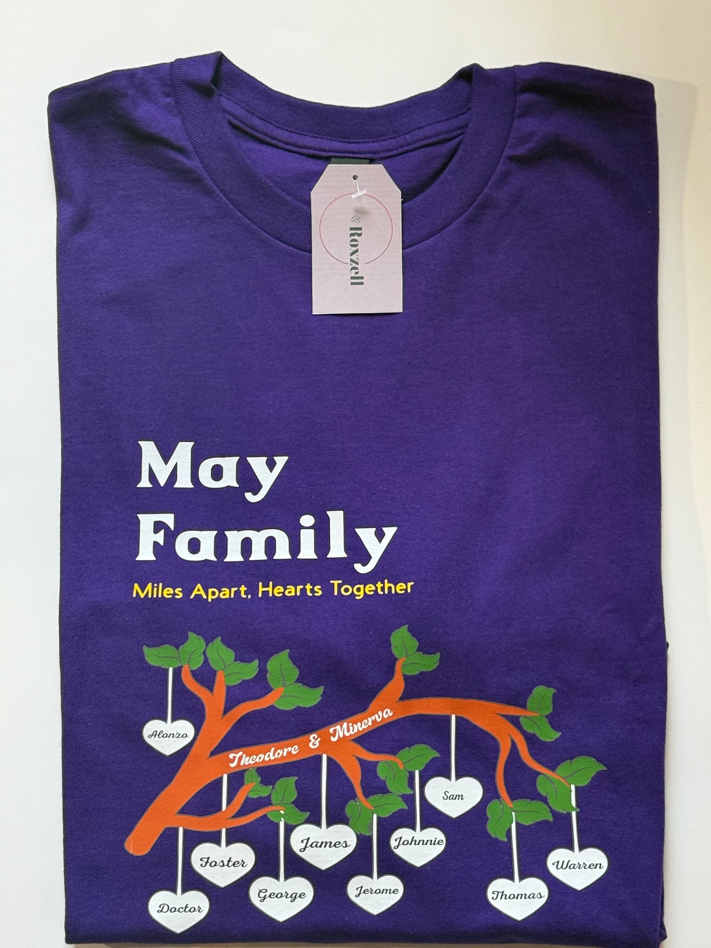 May Family Reunion “Miles Apart, Hearts Together” Personalized Family Tree T‑Shirt
