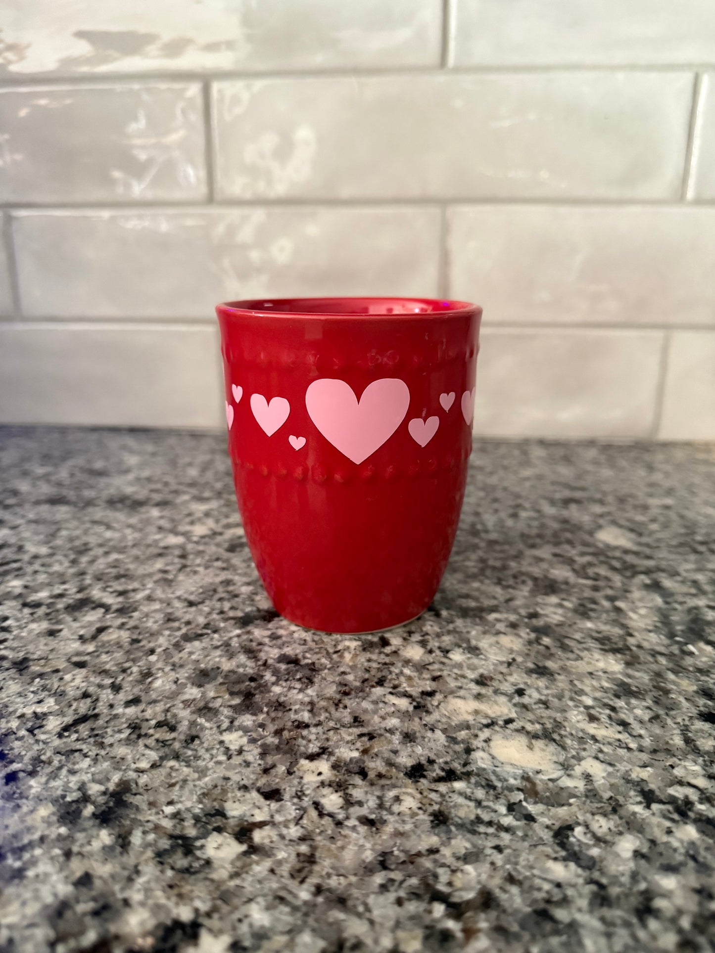 Valentine’s Day heart mug in kitchen setting