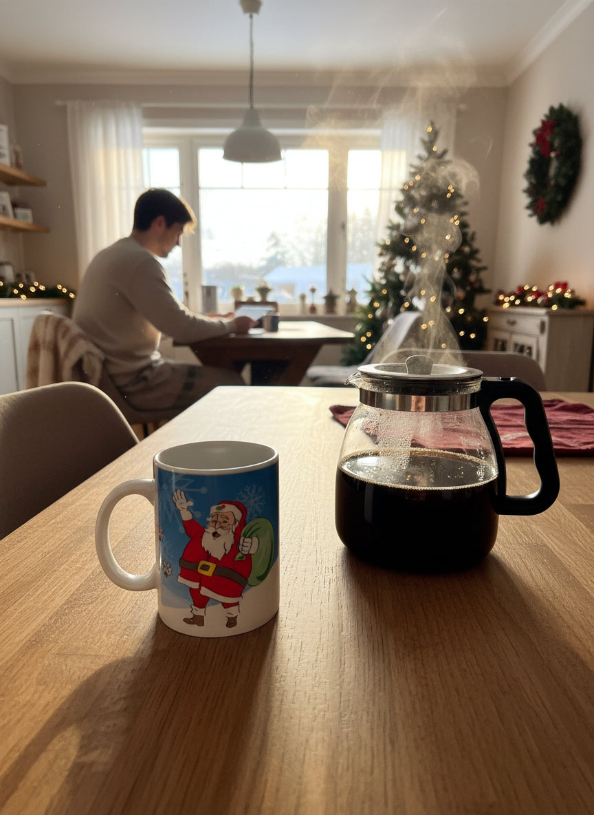 Santa Claus Christmas coffee mug, Roxzell