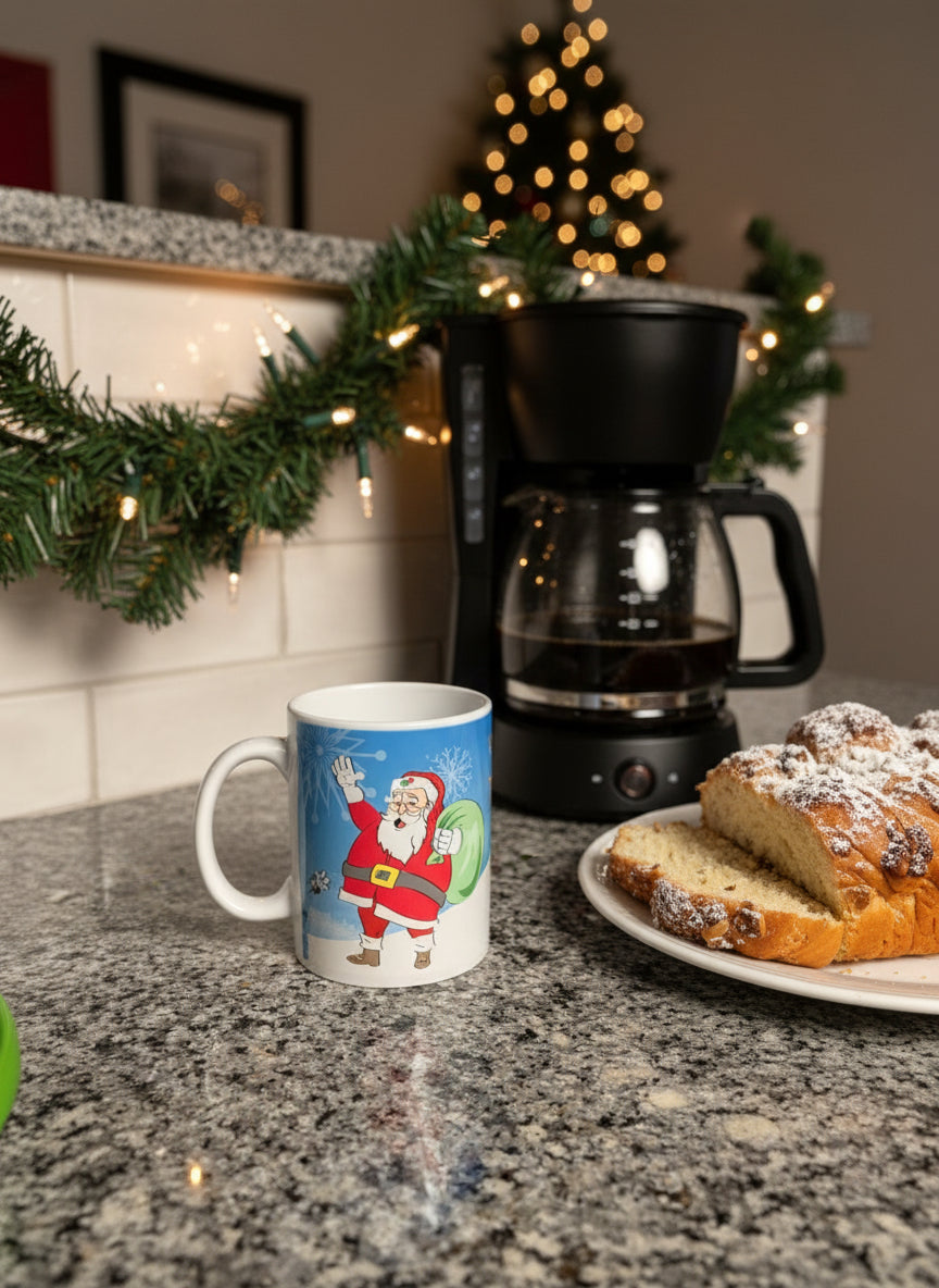 Santa Claus Christmas coffee mug, Roxzell