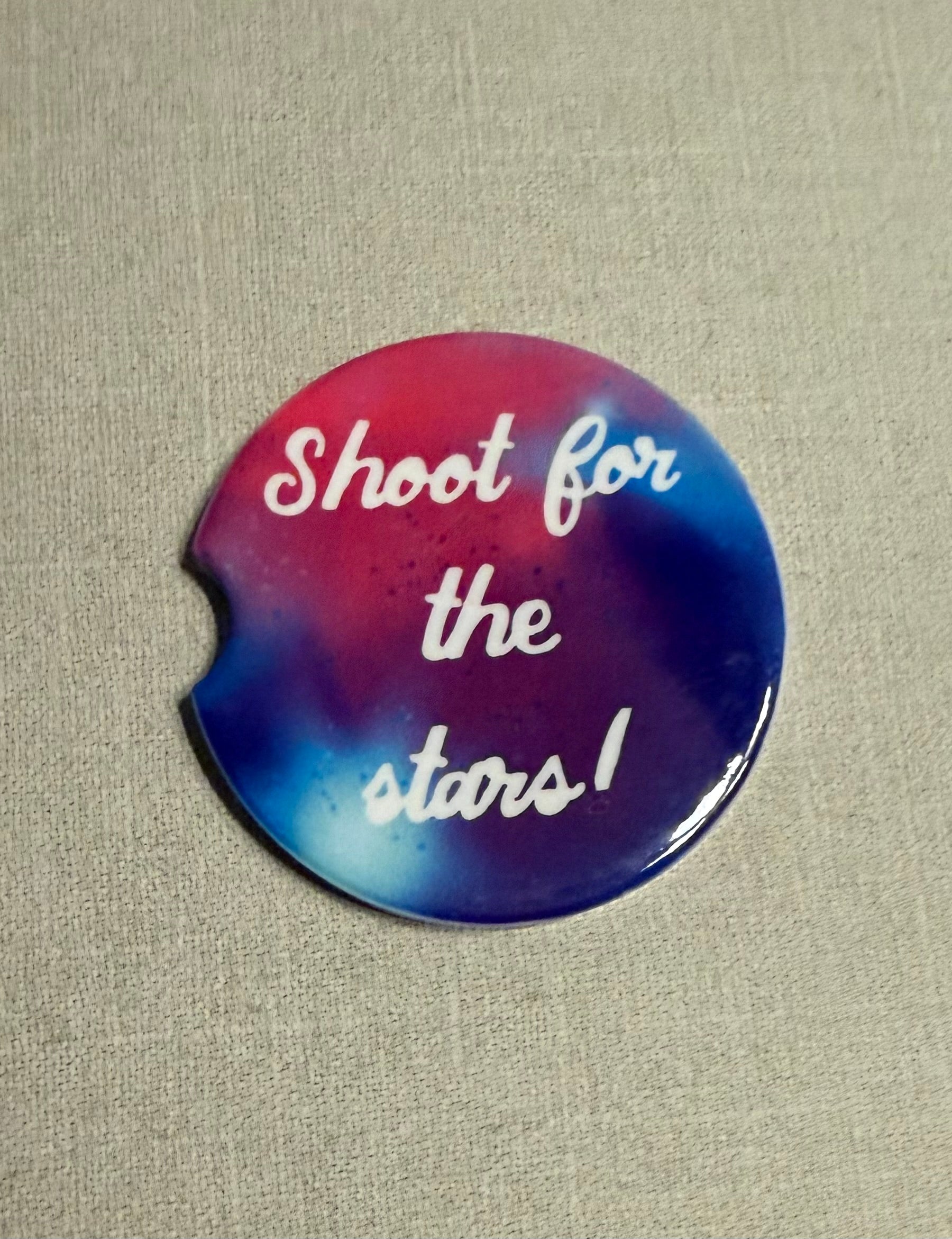 top view of car coaster with Shot for the Stars design, Roxzell