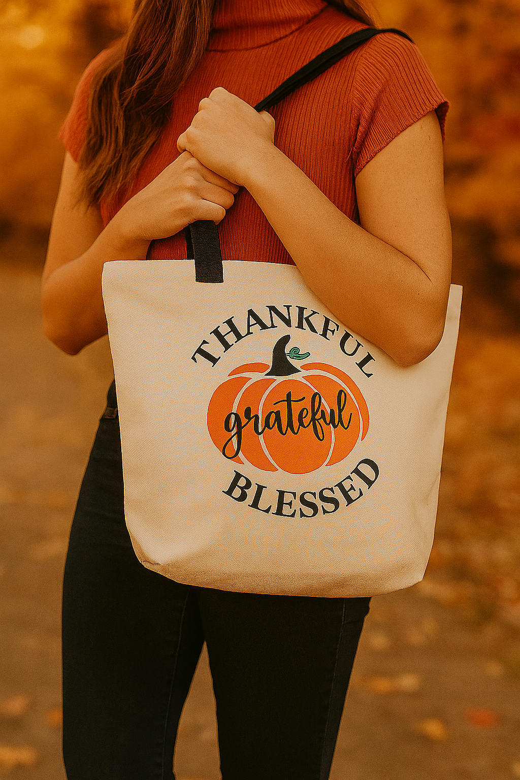 Fall Tote Bag - Thankful, Grateful, Blessed