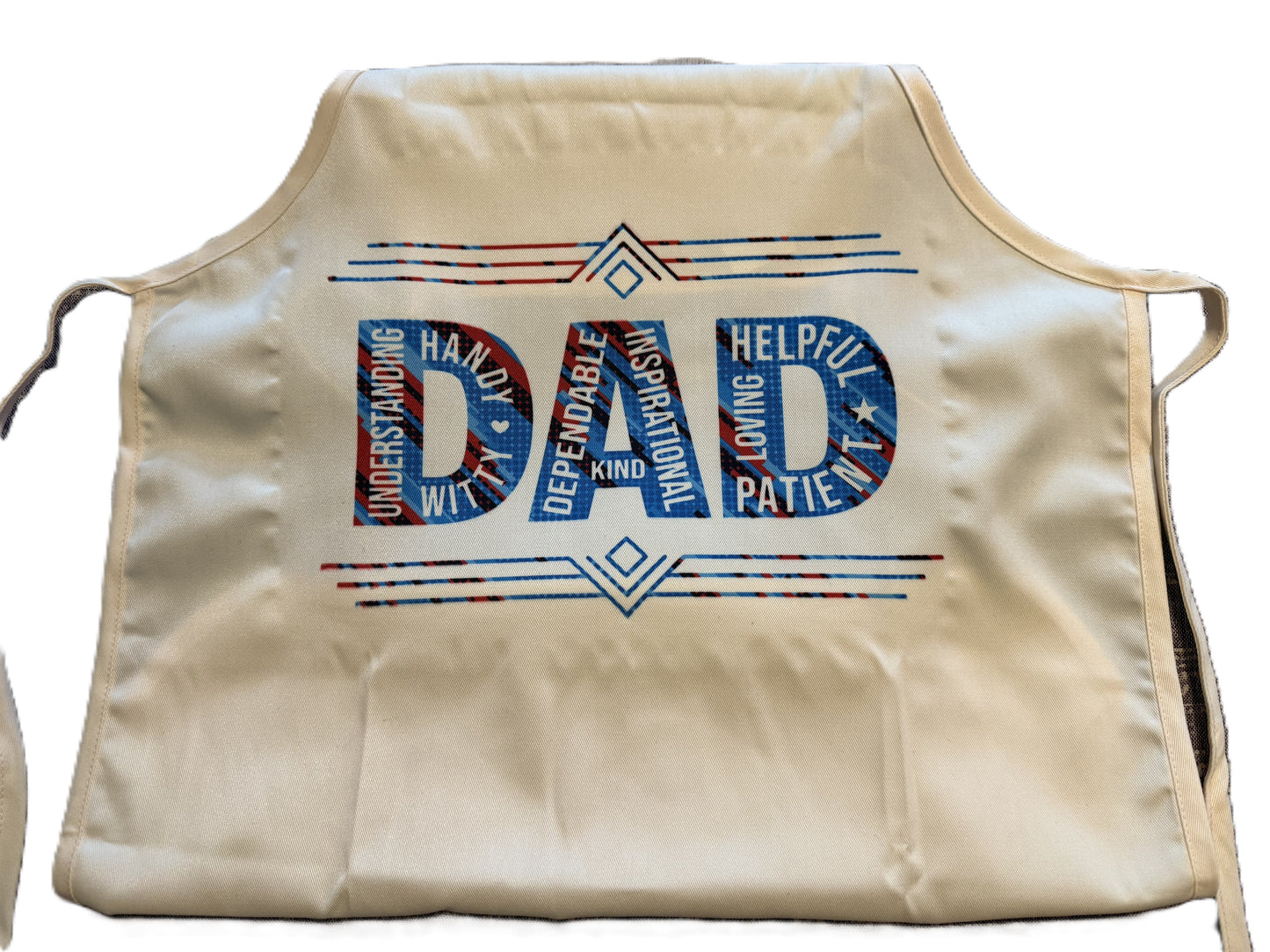 Close-Up of Bold Red & Blue DAD Print, Roxzell