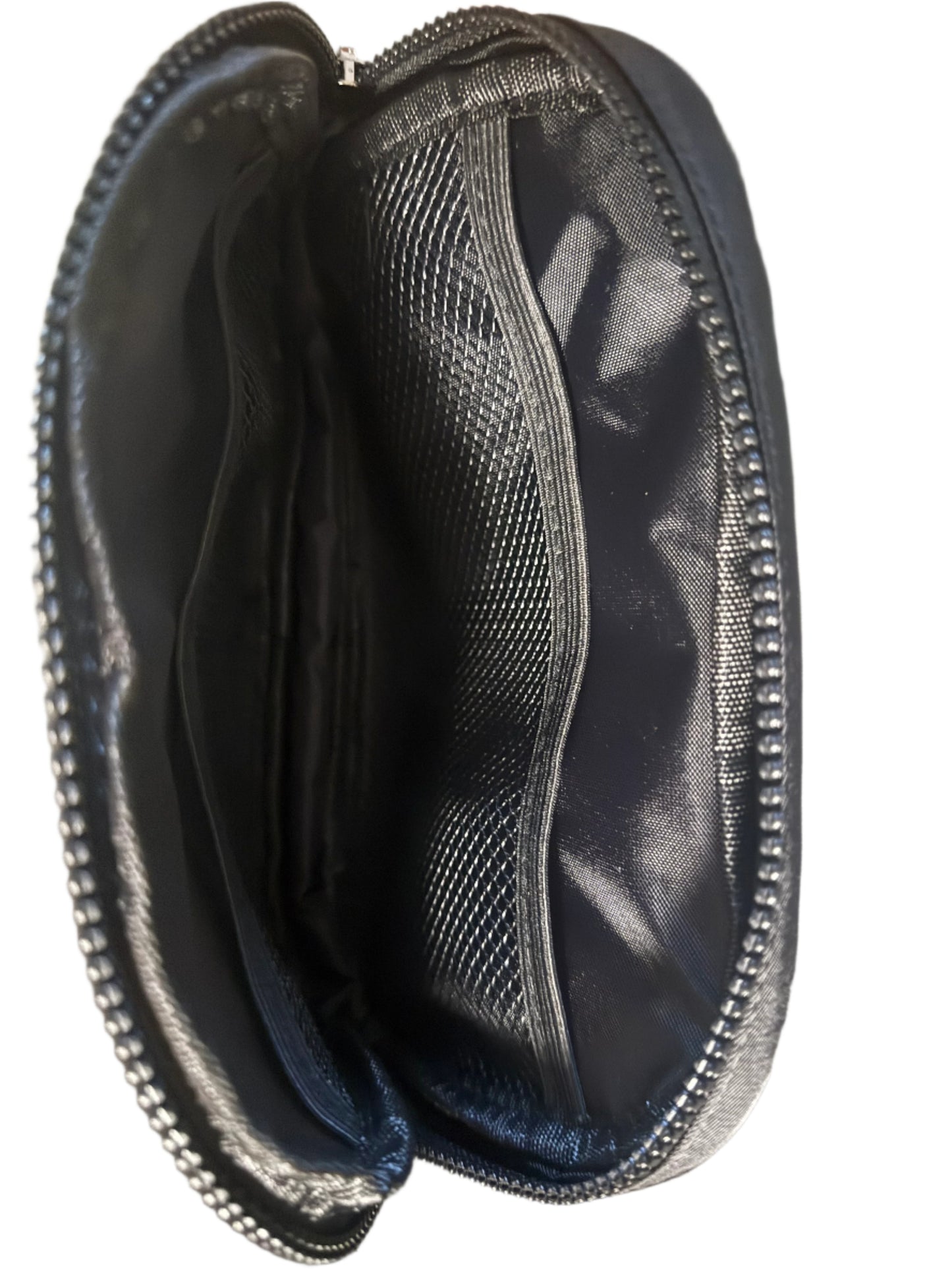 football themed black fanny pack image of inside pockets