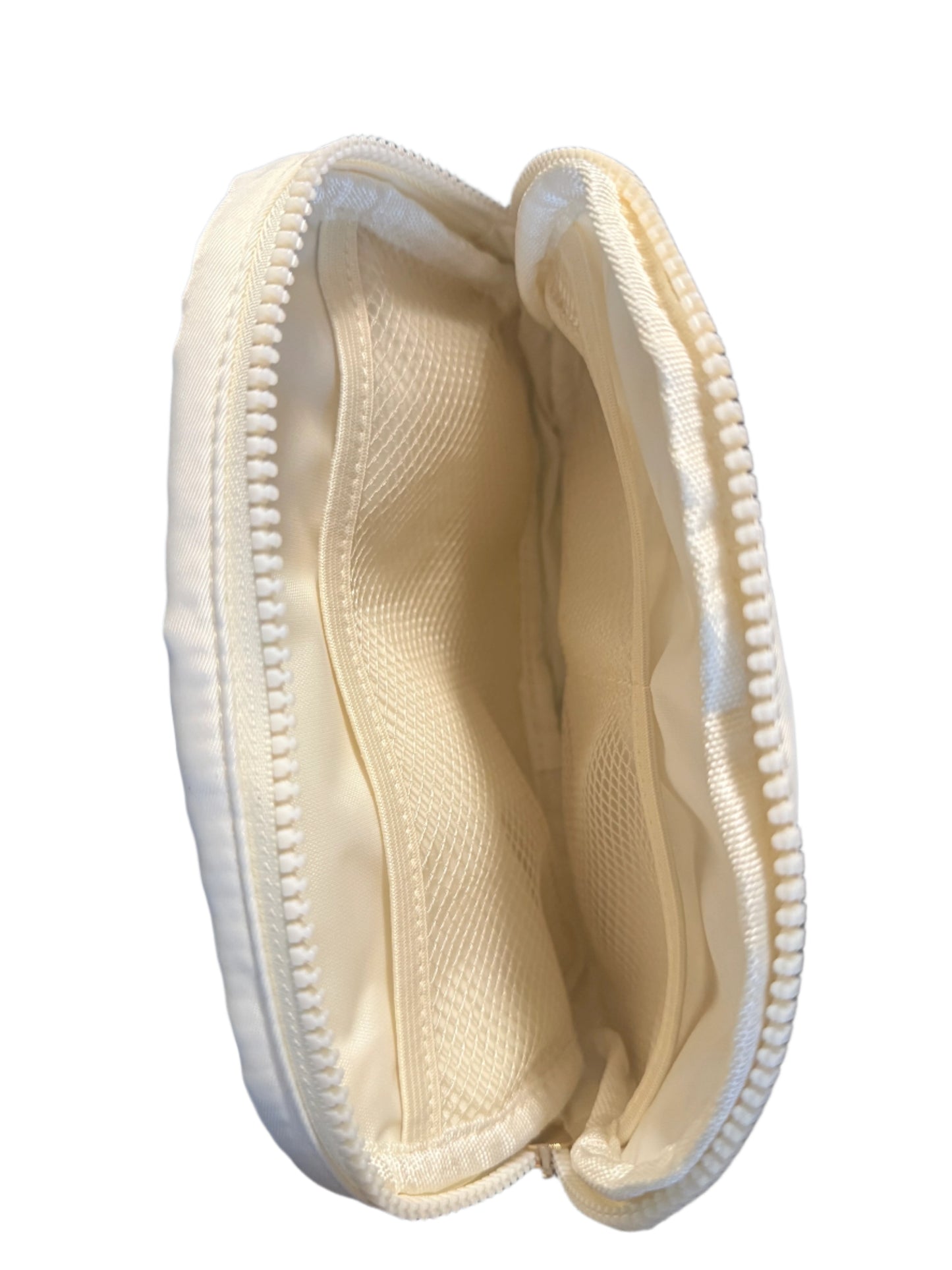 Game day football themed off white fanny pack image of inside pockets view Roxzell